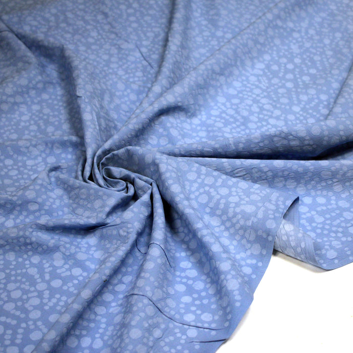 Tissu coton block print bleu aux pois bleu ciel - MADE IN INDIA