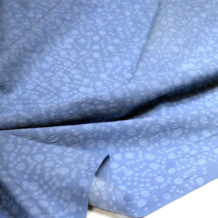 Tissu coton block print bleu aux pois bleu ciel - MADE IN INDIA