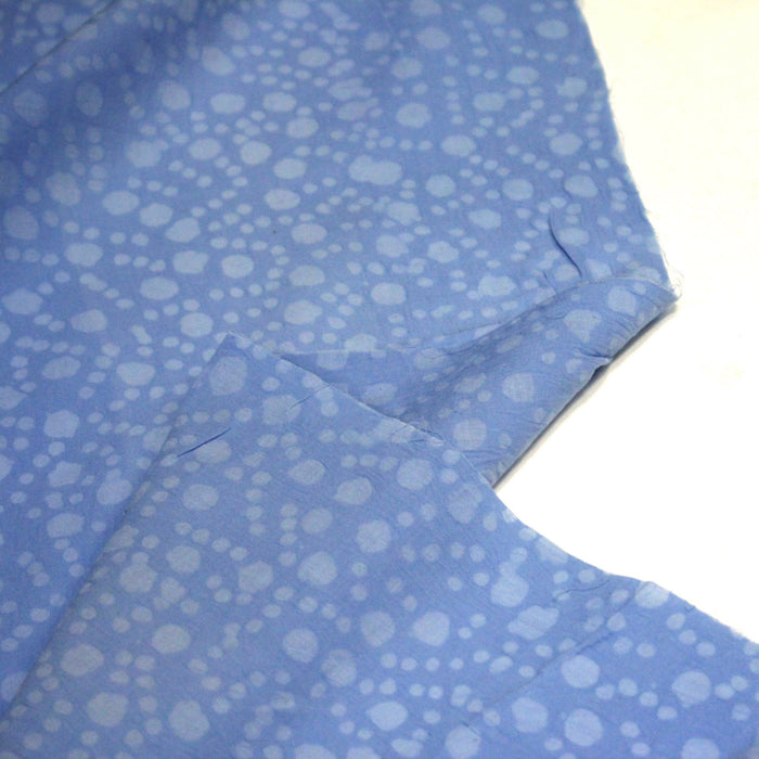 Tissu coton block print bleu aux pois bleu ciel - MADE IN INDIA