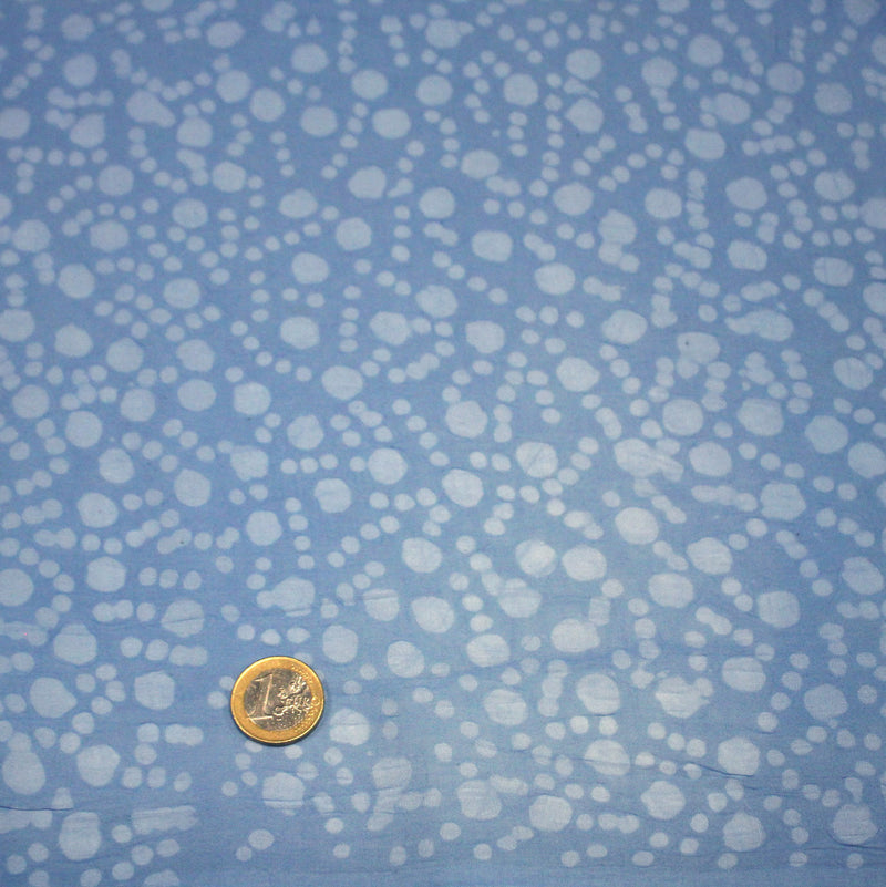 Tissu coton block print bleu aux pois bleu ciel - MADE IN INDIA - TissusPapi.com