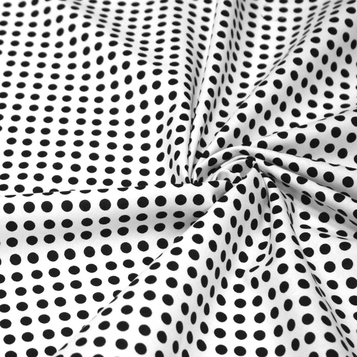 Tissu coton blanc à pois noirs 6mm - COLLECTION POLKA DOT