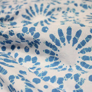 Tissu coton block print blanc cassé aux fleurs bleu turquoise - MADE IN INDIA - TissusPapi.com