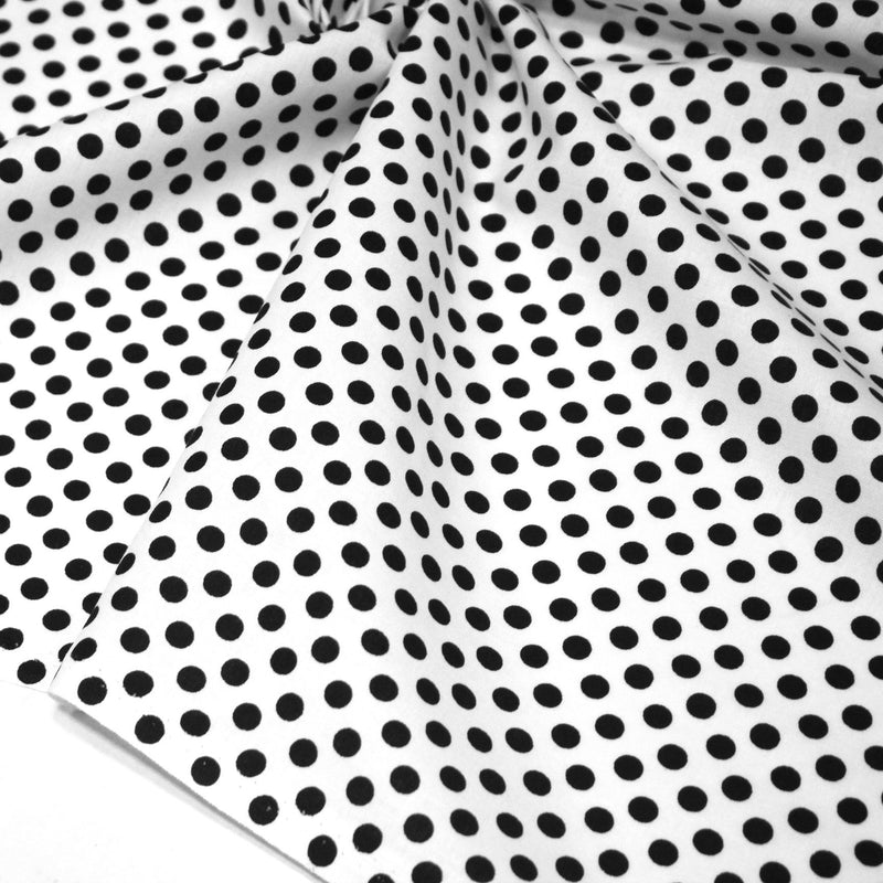 Tissu coton blanc à pois noirs 6mm - COLLECTION POLKA DOT - TissusPapi.com