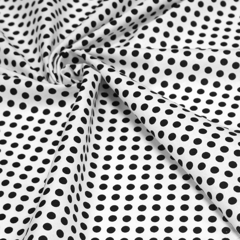 Tissu coton blanc à pois noirs 6mm - COLLECTION POLKA DOT - TissusPapi.com