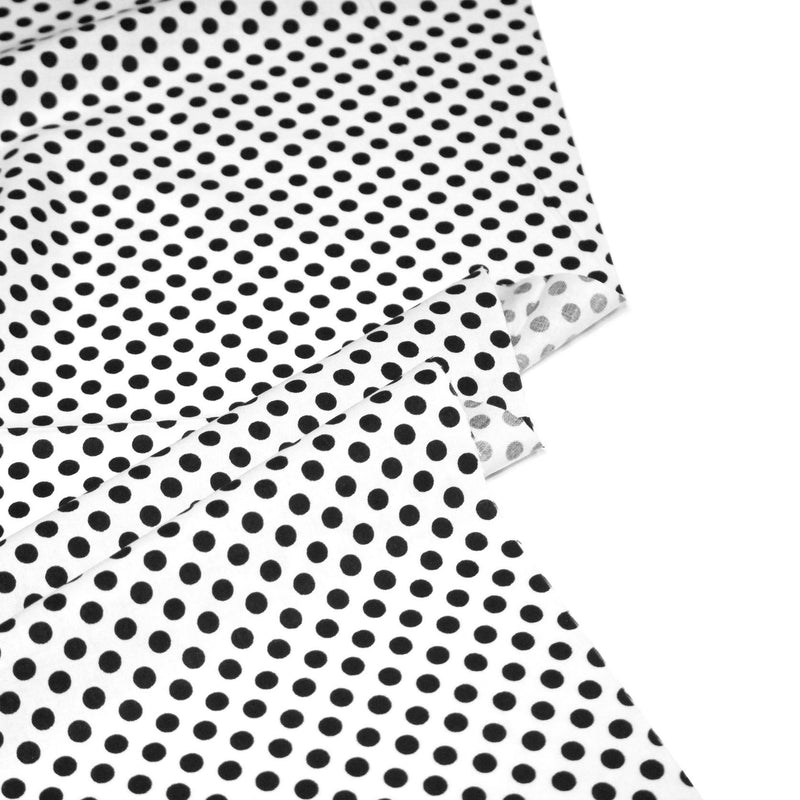 Tissu coton blanc à pois noirs 6mm - COLLECTION POLKA DOT - TissusPapi.com