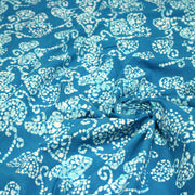 Tissu coton block bleu turquoise aux coeurs blancs et bleus - MADE IN INDIA - TissusPapi.com