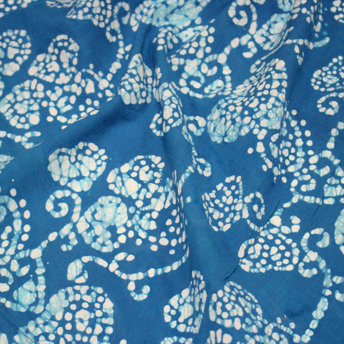 Tissu coton block bleu turquoise aux coeurs blancs et bleus - MADE IN INDIA