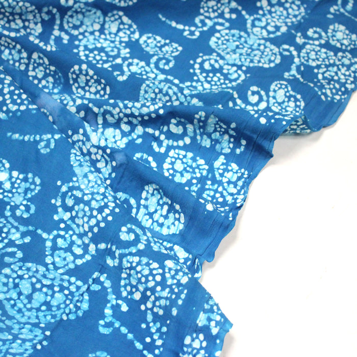 Tissu coton block bleu turquoise aux coeurs blancs et bleus - MADE IN INDIA