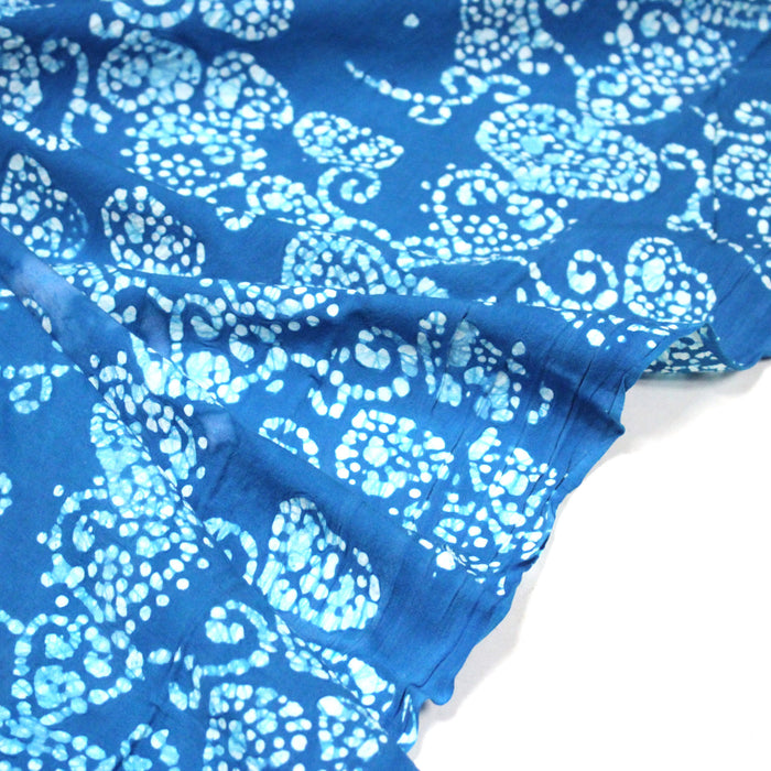 Tissu coton block bleu turquoise aux coeurs blancs et bleus - MADE IN INDIA