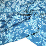 Tissu coton block bleu turquoise aux coeurs blancs et bleus - MADE IN INDIA - TissusPapi.com
