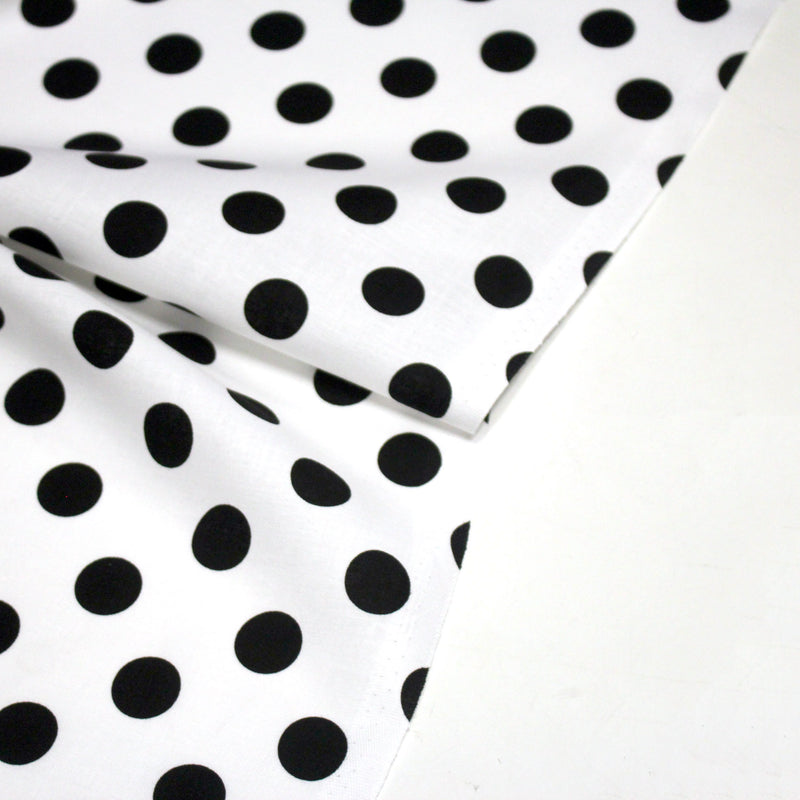 Tissu coton blanc à pois noirs 18mm - COLLECTION POLKA DOT - TissusPapi.com