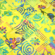Tissu coton block print patchwork de motifs indiens, tons jaune citron, vert, rose - MADE IN INDIA - TissusPapi.com