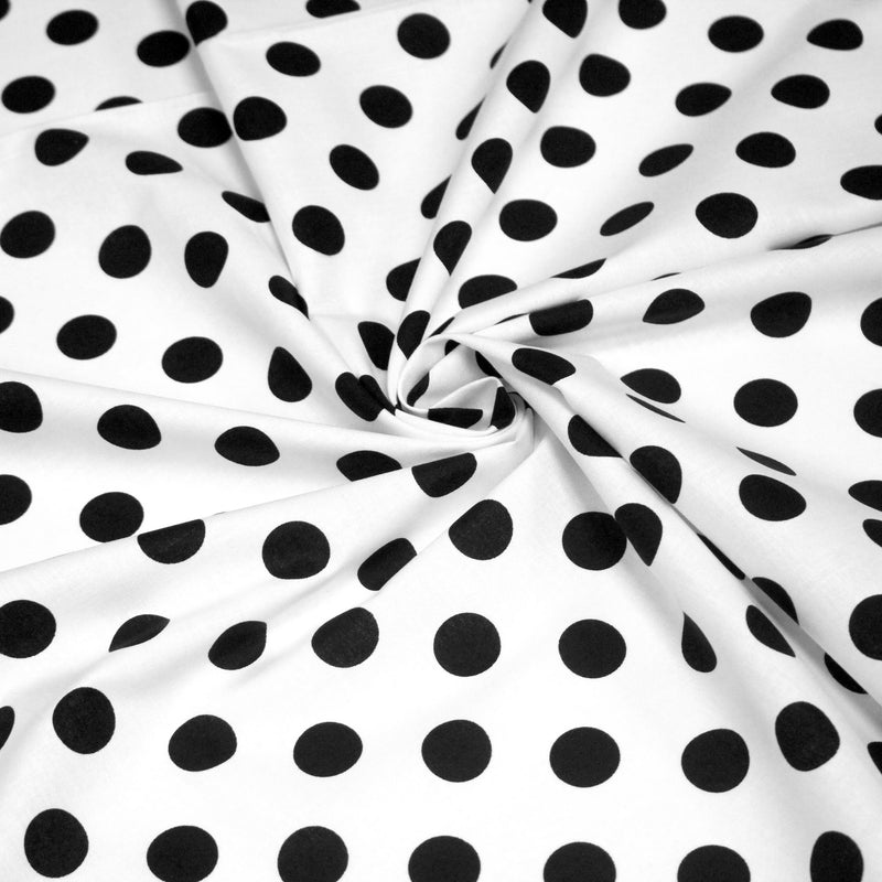 Tissu coton blanc à pois noirs 18mm - COLLECTION POLKA DOT - TissusPapi.com