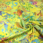 Tissu coton block print patchwork de motifs indiens, tons jaune citron, vert, rose - MADE IN INDIA - TissusPapi.com