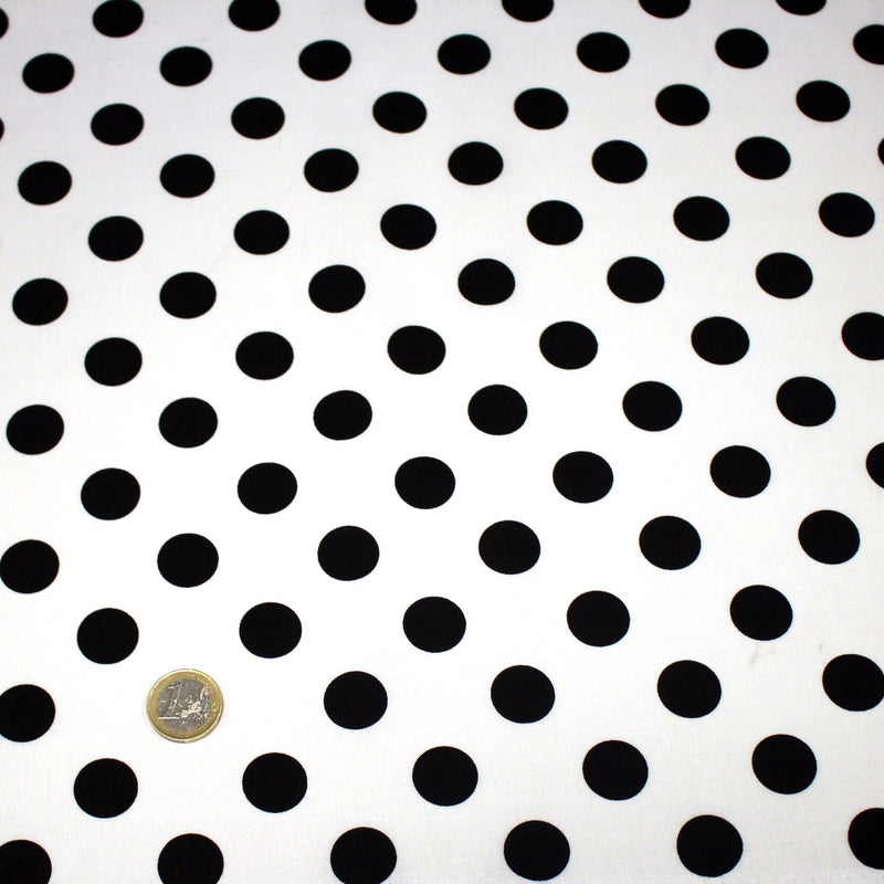 Tissu coton blanc à pois noirs 18mm - COLLECTION POLKA DOT - TissusPapi.com