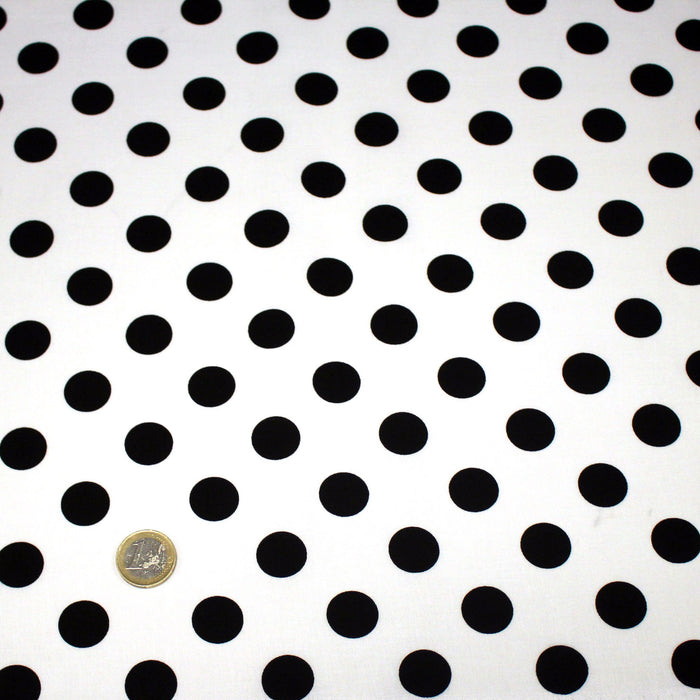 Tissu coton blanc à pois noirs 18mm - COLLECTION POLKA DOT