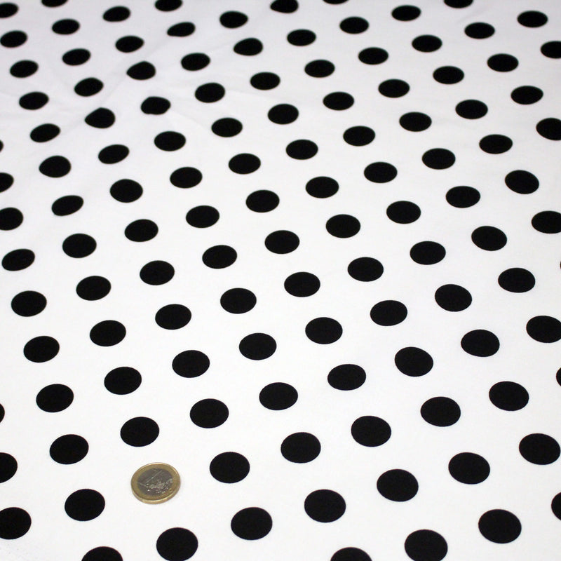 Tissu coton blanc à pois noirs 18mm - COLLECTION POLKA DOT - TissusPapi.com