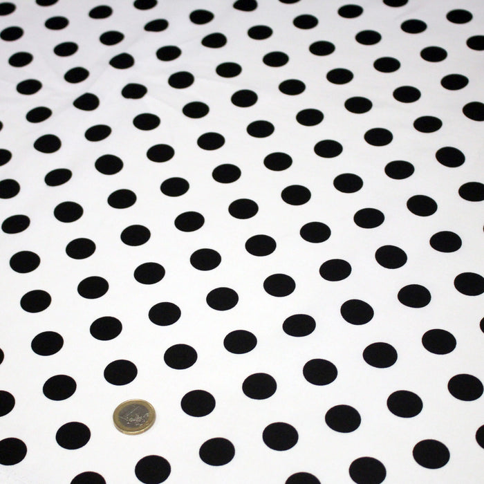 Tissu coton blanc à pois noirs 18mm - COLLECTION POLKA DOT