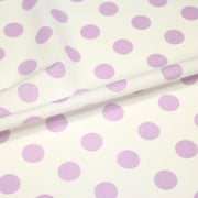 Tissu coton blanc à pois mauve 18mm - COLLECTION POLKA DOT - TissusPapi.com