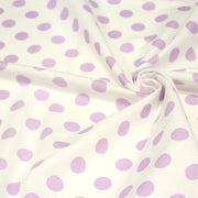 Tissu coton blanc à pois mauve 18mm - COLLECTION POLKA DOT - TissusPapi.com
