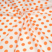 Tissu coton blanc à pois oranges 18mm - COLLECTION POLKA DOT - TissusPapi.com