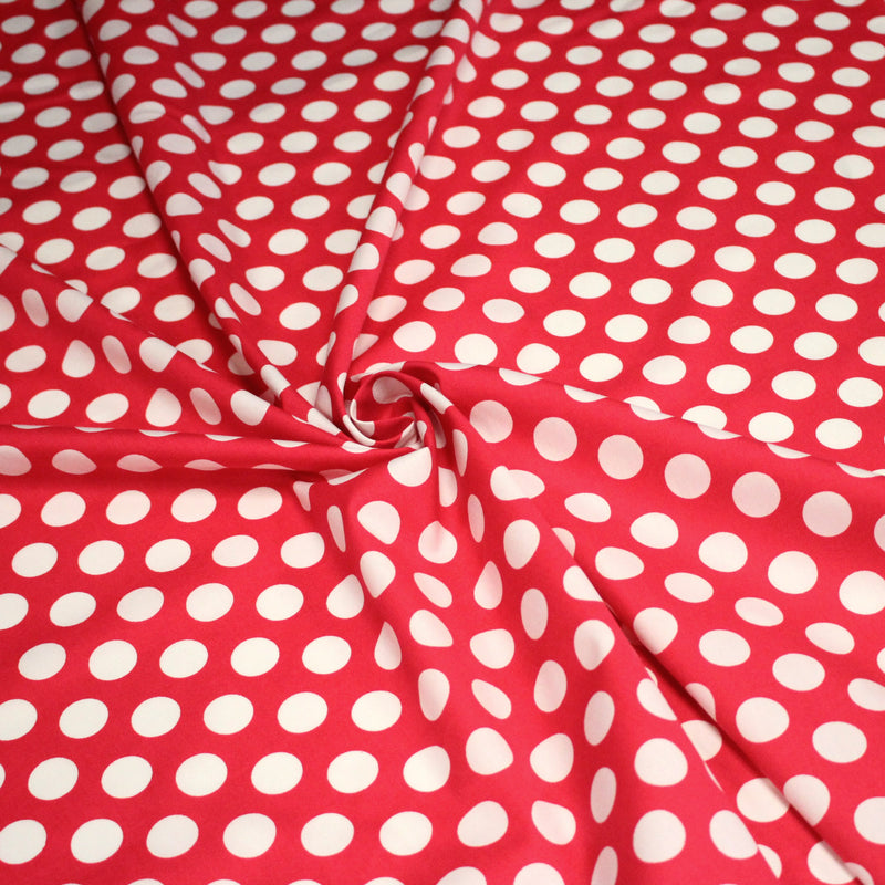 Tissu de coton rouge magenta à pois blancs 19mm - COLLECTION POLKA DOT - TissusPapi.com