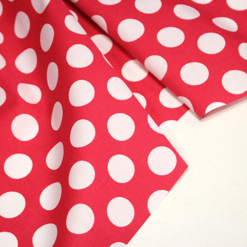 Tissu de coton rouge magenta à pois blancs 19mm - COLLECTION POLKA DOT - TissusPapi.com