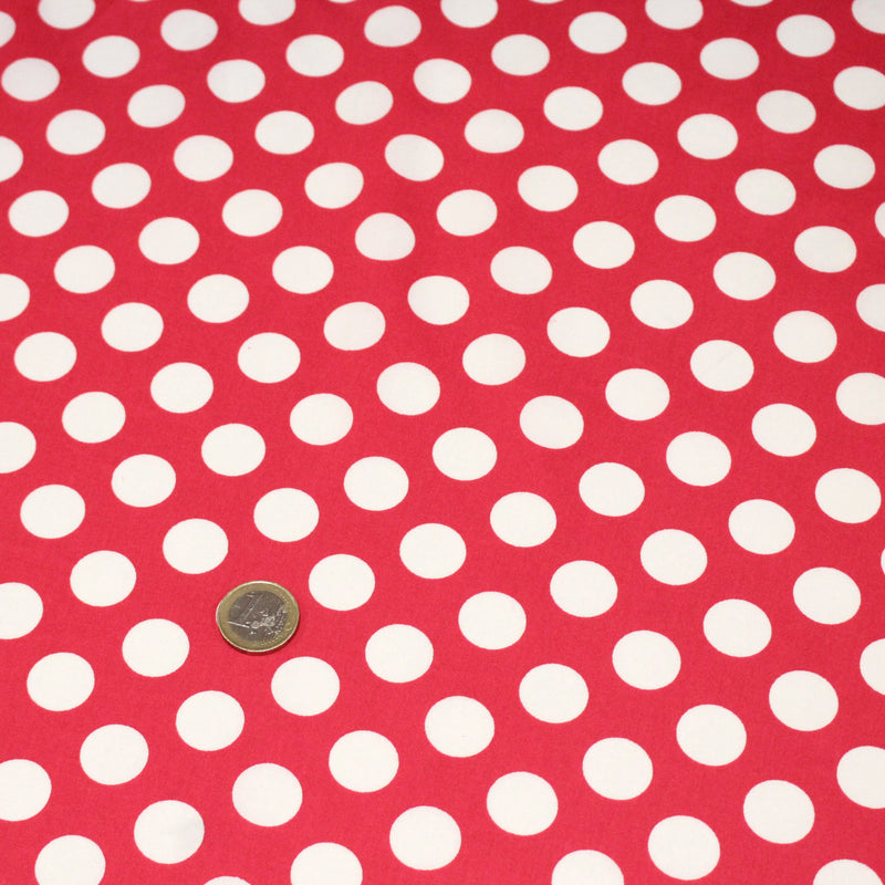 Tissu de coton rouge magenta à pois blancs 19mm - COLLECTION POLKA DOT - TissusPapi.com