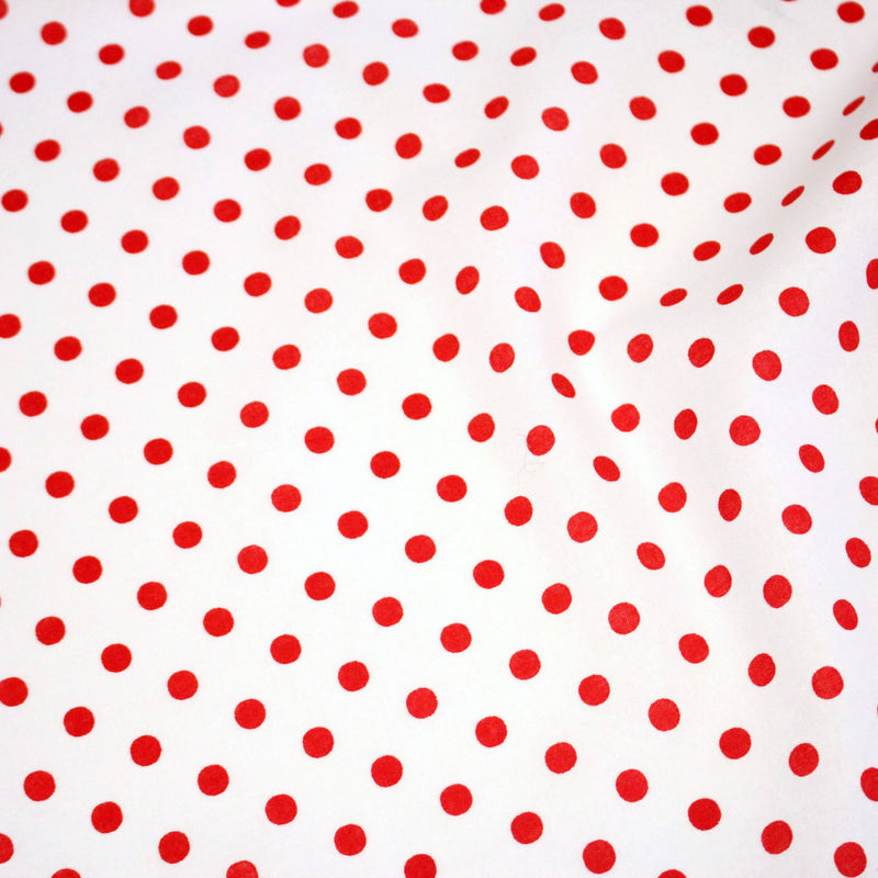 Tissu coton blanc à pois rouges 7mm - COLLECTION POLKA DOT - TissusPapi.com