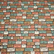 Tissu popeline coton, les valises & malettes, tons corail & vert amande - Collection VOYAGE - TissusPapi.com