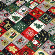 Tissu de coton de Noël La calendrier de l'Avent bleu, rouge, vert et doré - COLLECTION NOËL - OEKO - TEX - TissusPapi.com