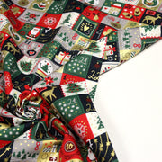 Tissu de coton de Noël La calendrier de l'Avent bleu, rouge, vert et doré - COLLECTION NOËL - OEKO - TEX - TissusPapi.com