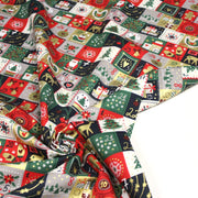 Tissu de coton de Noël La calendrier de l'Avent bleu, rouge, vert et doré - COLLECTION NOËL - OEKO - TEX - TissusPapi.com