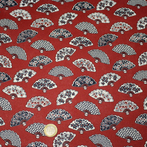 Tissu cotonnade LES EVENTAILS japonais : rouge ou bleu - OEKO - TEX - TissusPapi.com