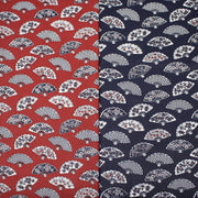 Tissu cotonnade LES EVENTAILS japonais : rouge ou bleu - OEKO - TEX - TissusPapi.com