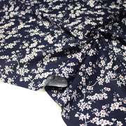 Tissu cotonnade HANA HANA, fleurs de cerisier japonais noir & blanc, fond rouge / bleu / jaune - OEKO - TEX - TissusPapi.com