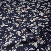 Tissu cotonnade HANA HANA, fleurs de cerisier japonais noir & blanc, fond rouge / bleu / jaune - OEKO - TEX - TissusPapi.com