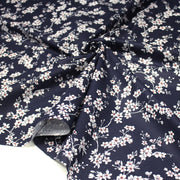 Tissu cotonnade HANA HANA, fleurs de cerisier japonais noir & blanc, fond rouge / bleu / jaune - OEKO - TEX - TissusPapi.com