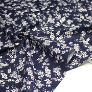 Tissu cotonnade HANA HANA, fleurs de cerisier japonais noir & blanc, fond rouge / bleu / jaune - OEKO - TEX - TissusPapi.com