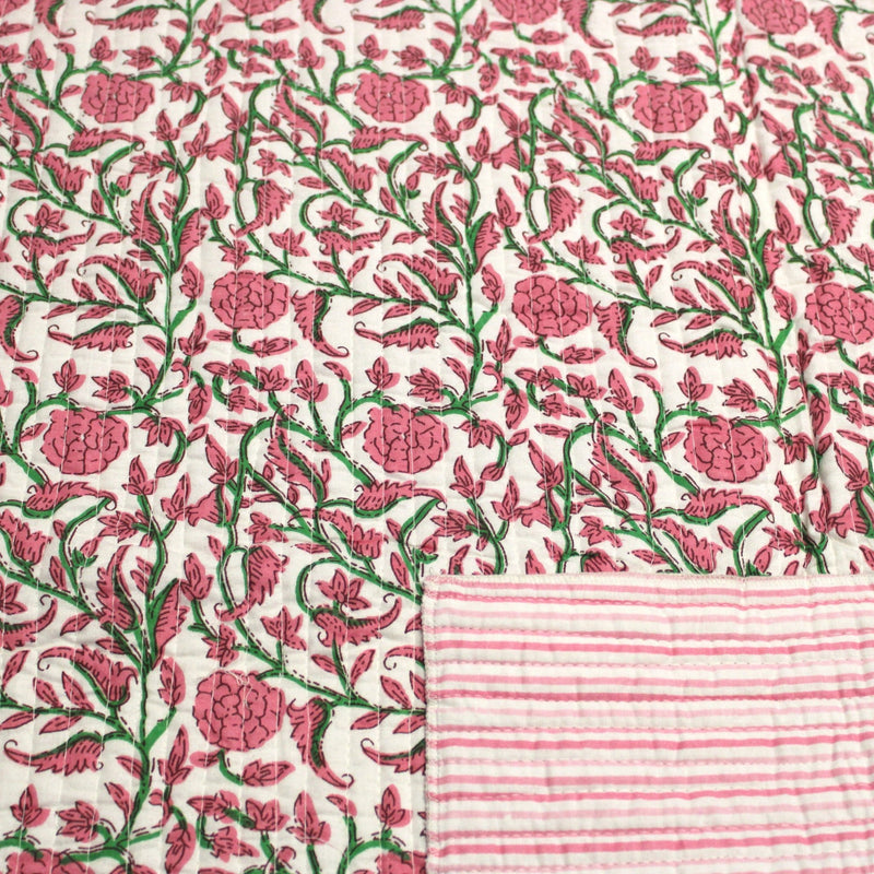 Tissu matelassé coton indien, motif traditionnel floral : nombreuses couleurs et fleuris au choix! - TissusPapi.com