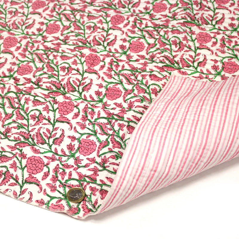 Tissu matelassé coton indien, motif traditionnel floral : nombreuses couleurs et fleuris au choix! - TissusPapi.com