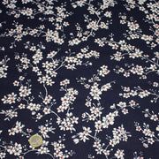 Tissu cotonnade HANA HANA, fleurs de cerisier japonais noir & blanc, fond rouge / bleu / jaune - OEKO - TEX - TissusPapi.com
