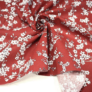 Tissu cotonnade HANA HANA, fleurs de cerisier japonais noir & blanc, fond rouge / bleu / jaune - OEKO - TEX - TissusPapi.com