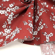 Tissu cotonnade HANA HANA, fleurs de cerisier japonais noir & blanc, fond rouge / bleu / jaune - OEKO - TEX - TissusPapi.com