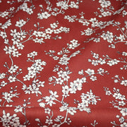 Tissu cotonnade HANA HANA, fleurs de cerisier japonais noir & blanc, fond rouge / bleu / jaune - OEKO - TEX - TissusPapi.com