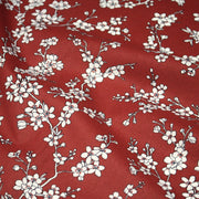 Tissu cotonnade HANA HANA, fleurs de cerisier japonais noir & blanc, fond rouge / bleu / jaune - OEKO - TEX - TissusPapi.com