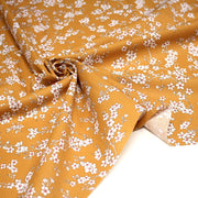 Tissu cotonnade HANA HANA, fleurs de cerisier japonais noir & blanc, fond rouge / bleu / jaune - OEKO - TEX - TissusPapi.com