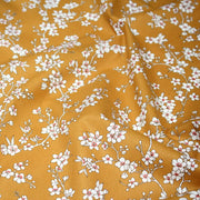Tissu cotonnade HANA HANA, fleurs de cerisier japonais noir & blanc, fond rouge / bleu / jaune - OEKO - TEX - TissusPapi.com