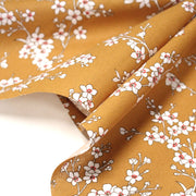 Tissu cotonnade HANA HANA, fleurs de cerisier japonais noir & blanc, fond rouge / bleu / jaune - OEKO - TEX - TissusPapi.com