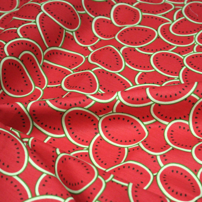 Tissu popeline coton Les pastèques rouges, collection SICILIA - TissusPapi.com
